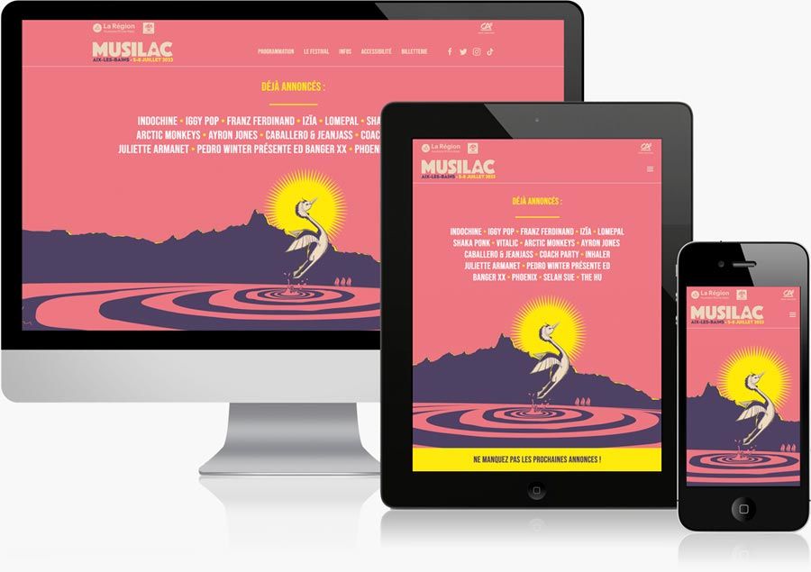 Développement du site internet du festival Musilac d'Aix-les-Bains
